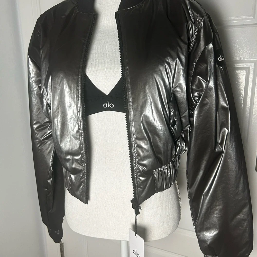 ALO Yoga Metallic Bomber Jacket - Picture 1 of 4